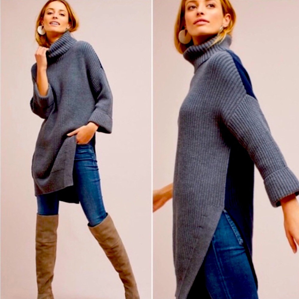 Anthro Moth Slouchy Sweater Tunic Dress H47